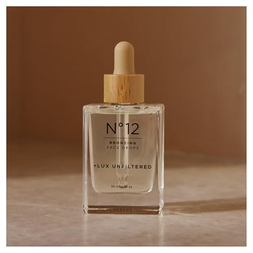 Lux Unfiltered N°12 Face Tanning Drops - Hydrating Self Tanner with Hyaluronic Acid, Vitamin E & Passionfruit Oil - Vegan, Fragrance Free, Non-Comedogenic