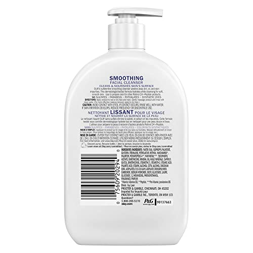 Olay Daily Face Wash with Retinol, Peptides & Glycerin – Hydrating, Smoothing Cleanser, Sulfate & Paraben-Free, 16 oz