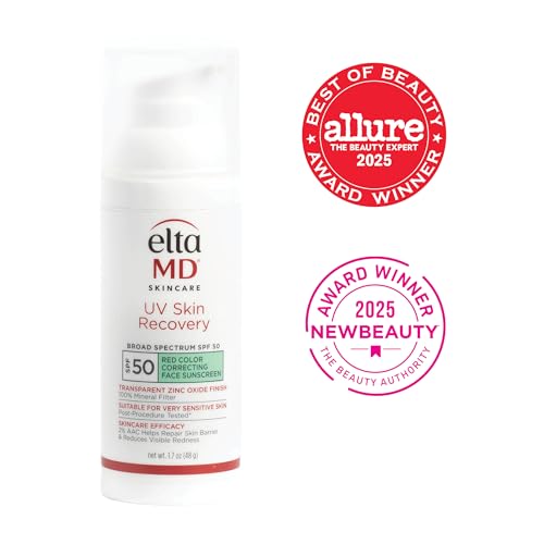 EltaMD UV Skin Recovery Green Tint All Mineral, Redness Reduction, Sensitive Skin Face Sunscreen SPF 50