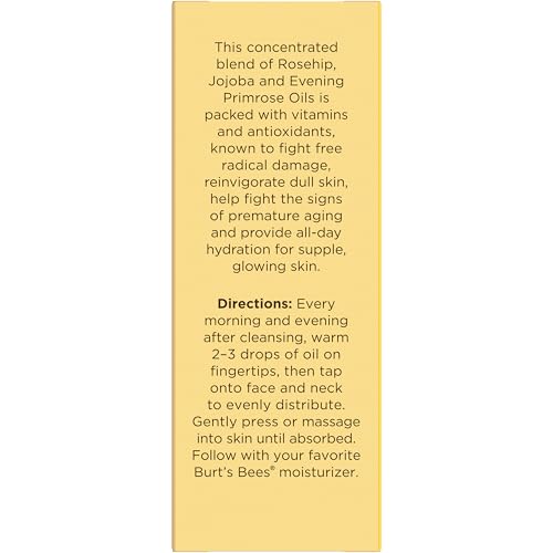 Burt's Bees Gua Sha Face Oil with Rosehip Seed – Reduces Fine Lines & Wrinkles, Use with Ice Roller & Facial Tools, 0.51 fl. oz.
