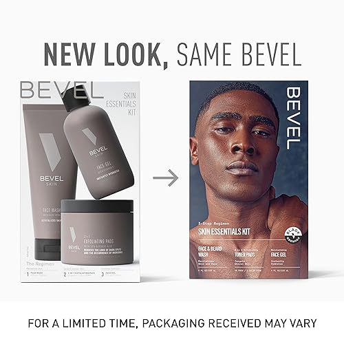 Bevel Men's Skincare Set – Face Wash, Glycolic Acid Pads & Lightweight Moisturizer for Blemishes, Bumps & Daily Care