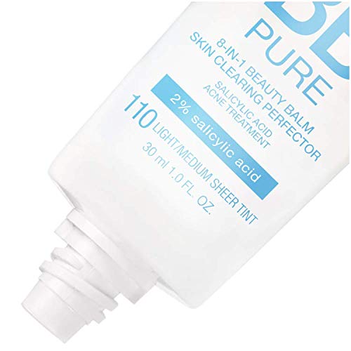 Maybelline Dream Pure BB Cream, 8-in-1 Skin Perfecting Beauty Balm with 2% Salicylic Acid, Oil-Free Sheer Tint for Acne-Prone Skin, Medium, 1 Count