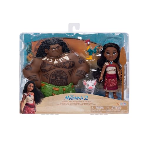 Disney Moana 2 Moana & Maui 6-Inch Petite Doll Gift Set Doll Playset for Girls, Includes Pua and HEI HEI, Officially Licensed, Great Birthday