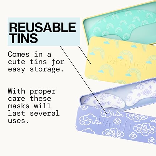 Pacifica Reusable Silicone Under Eye Mask for Dark Circles & Fine Lines, 2 Pieces with Serum & Storage Tin, Vegan & Cruelty-Free