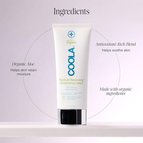 COOLA Organic Radical Recovery After Sun Body Lotion, Includes Aloe Vera, Agave and Lavender Oil for Sunburn Relief, 5 Fl Oz
