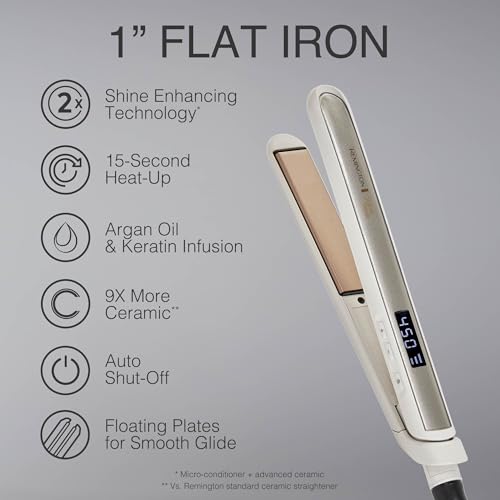 Remington Shine Therapy 1" Hair Straightener with Argan Oil & Keratin | Ceramic Flat Iron for Smooth, Shiny, Frizz-Free Hair, Professional Styling Tool