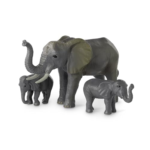 Terra by Battat – 4-Piece African Elephant Toy Set – Realistic Safari Animal Figures for Kids 3+, Gifts & Baby Shower Decor