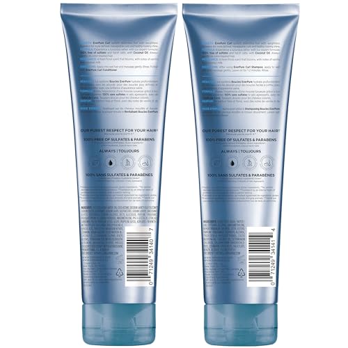 L'Oreal Paris EverPure Sulfate-Free Shampoo & Conditioner Set for Curly Hair, Anti-Frizz with Coconut Oil, 8.5 Fl Oz Each, 2-Pack