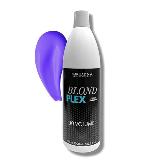 HAIR BAR NYC Blond Plex 30 Volume Violet Developer – Professional Anti-Yellow Lightening System for Charcoal Hair, Reduces Brass & Orange Tones, 33.8oz