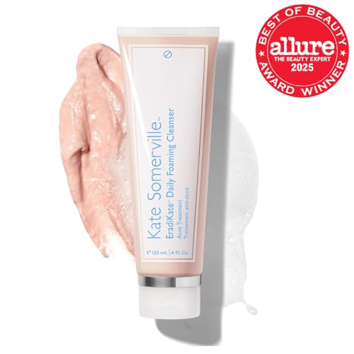 Kate Somerville EradiKate 3% Sulfur Foaming Cleanser – Daily Medicated Acne Face Wash, Balances Skin & Cleans Pores, 4 fl oz