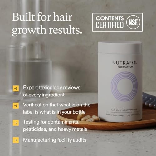 Nutrafol Postpartum Hair Growth Supplements, Clinically Tested for Visibly Thicker Hair and Less Shedding, Breastfeeding-friendly - 1 Month Supply