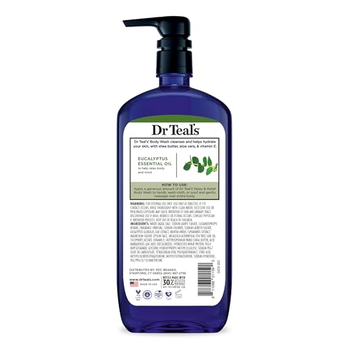 Dr Teal's Body Wash with Pure Epsom Salt, Relax & Relief with Eucalyptus & Spearmint, 24 fl oz (Pack of 2)