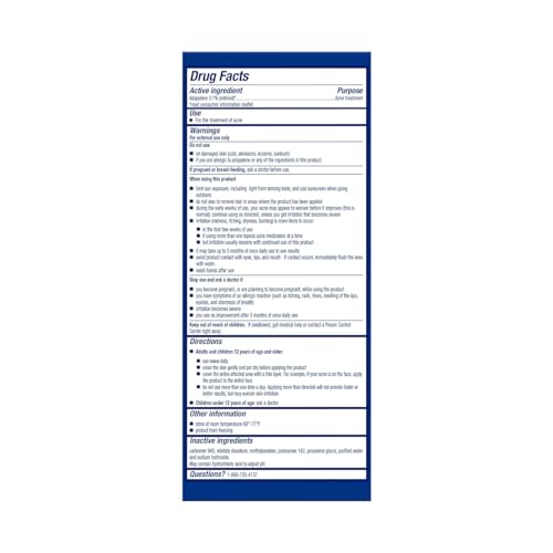 Differin 0.1% Adapalene Acne Treatment Gel, 60-Day Supply, Gentle Retinoid for Sensitive, Acne-Prone Skin, 15g Tube, 2-Pack