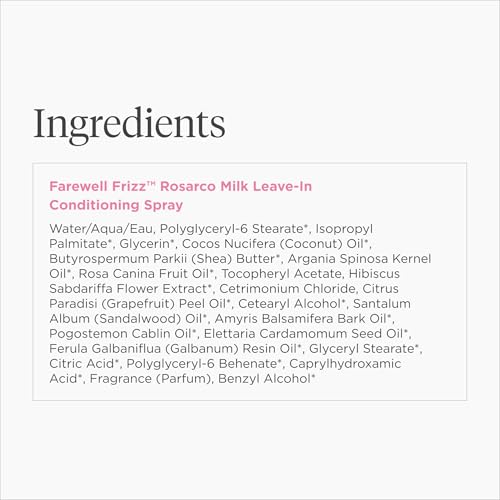 Briogeo Farewell Frizz Rosarco Milk Leave-In Spray – Anti-Frizz Conditioner & Hair Detangler with Argan Oil, Vegan, Cruelty-Free, 5 fl oz