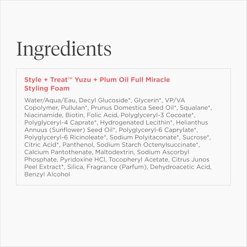 Briogeo Style + Treat Yuzu & Plum Oil Full Miracle Styling Foam – Frizz Control, Heat Protect, Volume & Texture for All Hair Types, 5 fl oz
