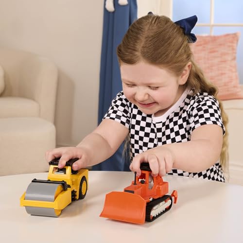 Driven by Battat 7" Steam Roller Toy with Lights & Sounds, Movable Parts, Realistic Construction Vehicle for Kids 3+ – Durable Gift