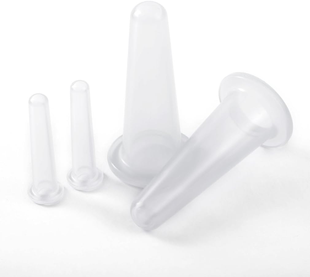 4-Pcs Silicone Facial & Body Massage Cupping Set – Mini Transparent Cups for Face, Neck, Back & Eyes, Safe, Burn-Free Skincare Tool