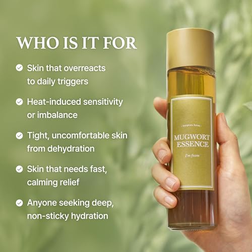 I'm From Mugwort Essence - Vegan Korean Toner for Sensitive Skin, Redness Relief & Hydration, Soothing & Refreshing, 5.4 fl oz