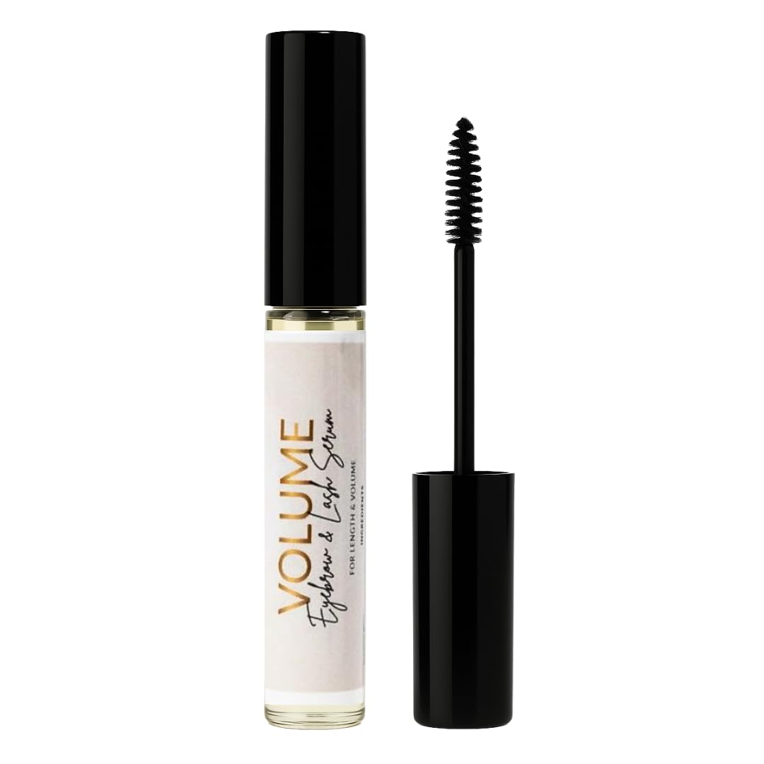 Bask & Lather Lash & Brow Serum with Castor & Jojoba Oil – Thicker, Fuller, Longer Eyelashes & Eyebrows, 3-Month Supply, Brush Applicator