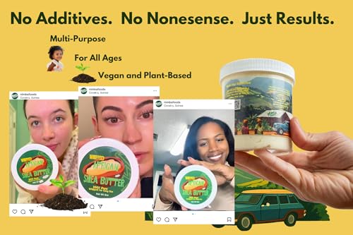 Nimba Foods 100% Pure Whipped Shea Butter 8oz – Moisturizer for Skin, Hair & Lips, Soothes Dry Skin, Eczema, Stretch Marks, African, Unrefined