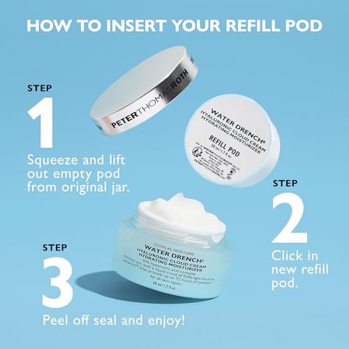 Peter Thomas Roth Water Drench Hyaluronic Cloud Cream – Hydrating Face Moisturizer, Refillable Jar, 72H Hydration, Fragrance-Free