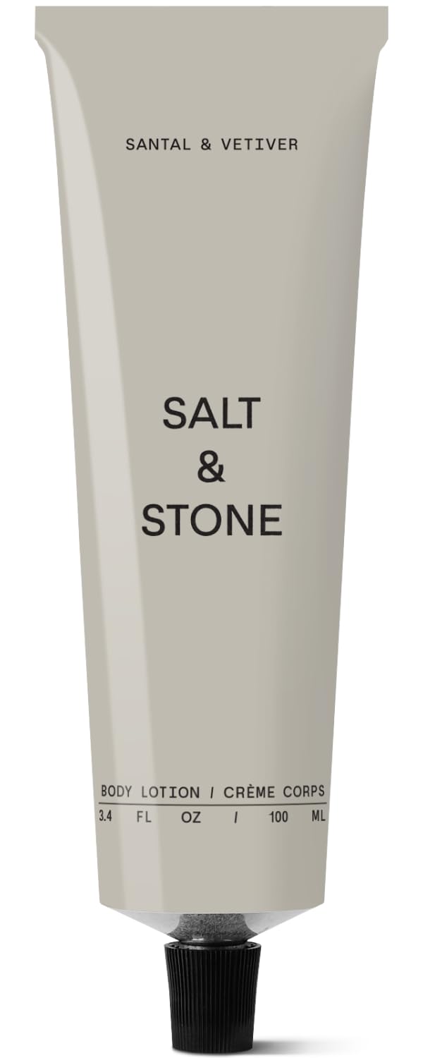 Salt & Stone Body Lotion 100ml – Hydrating, Nourishing & Fast-Absorbing for Women & Men, Restores Dry Skin, Vegan & Cruelty-Free, Santal & Vetiver
