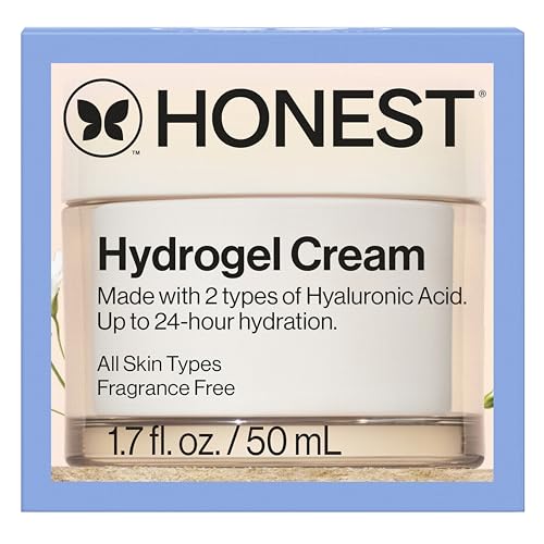 Honest Beauty Hydrogel Cream with Hyaluronic Acid - Lightweight, Hydrating Water Cream for Sensitive Skin, Fragrance-Free, Vegan, 1.7 fl oz