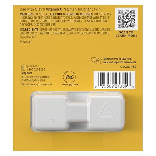 Olay Cleansing Melts + Vitamin C Face Cleanser, 12ct, Water-Activated Face Wash Cleans, Tones, and Refreshes Skin