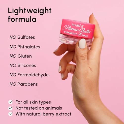 MAREE Overnight Lip Mask – Hydrating Lip Butter with Hyaluronic Acid & Collagen for Very Dry Lips – Lip Repair & Sleeping Treatment