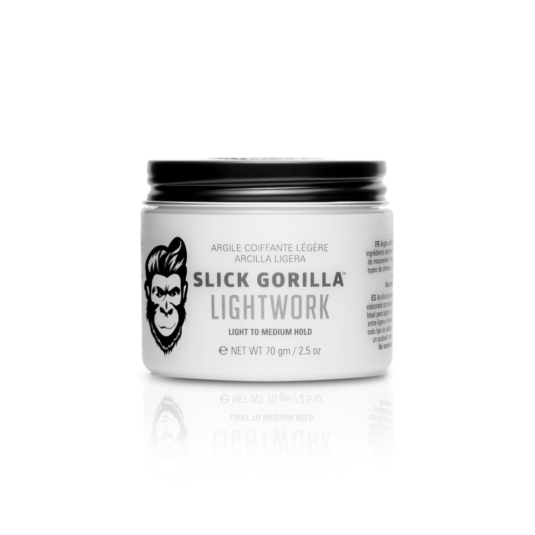 Slick Gorilla Lightwork Matte Hair Clay for Men 2.5 oz | Lightweight Water-Based Styling Clay | Flexible Hold, Natural Texture & Non-Greasy Matte Finish