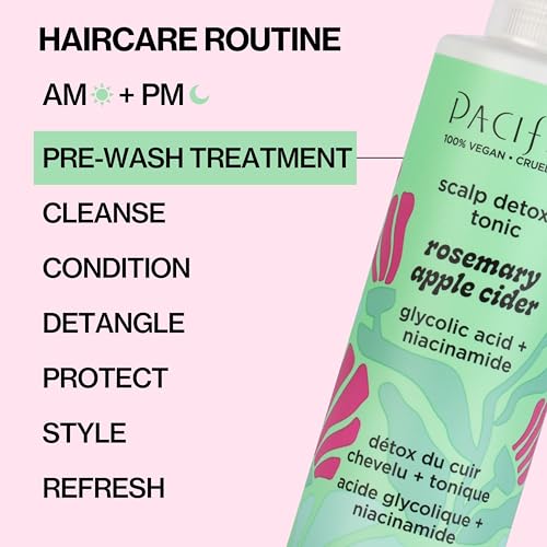 Pacifica Scalp Detox Tonic – Rosemary & Apple Cider Vinegar Exfoliating Scalp Treatment with Salicylic Acid, Clarifying Vegan Pre-Shampoo Cleanser, 5 oz