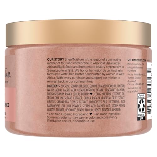 SheaMoisture Shea Sugar Body Scrub For Glowing Radiance Coconut Hibiscus Glowing Radiance Body Scrub With 24h Shea Moisture Nutrients 12 oz