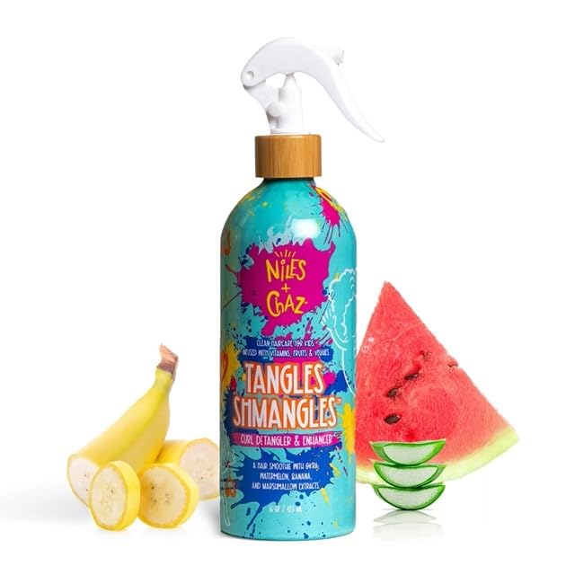 Niles & Chaz Tangles Shmangles Kids Detangler & Curl Enhancer - Hydrating Leave-In Conditioner, Frizz-Free Curls, 16 fl oz