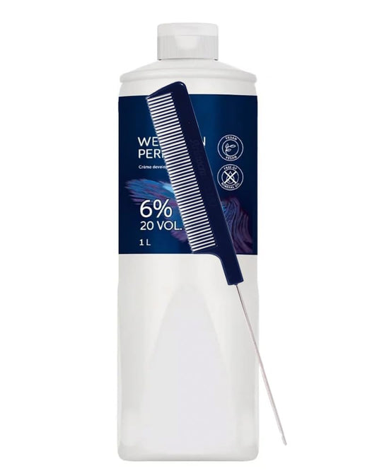 Welloxon Perfect 6% / 20 Volume Developer 33.8 fl oz with Pin Tail Comb – Professional Hair Color Developer for Koleston Perfect & Gray Coverage