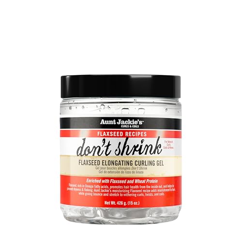 Aunt Jackie's Flaxseed Recipes Don't Shrink Elongating Hair Curling Gel for Natural Curls, Coils and Waves, Helps Prevent Dryness and Flaking, 15 oz