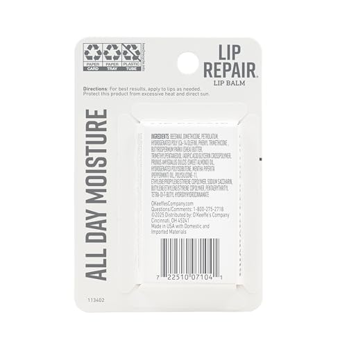 O'Keeffe's Lip Repair Lip Balm With Cooling Relief for Dry, Cracked Lips - Stick (Twin Pack) - Moisturizer for Extremely Cracked, Dry Lips
