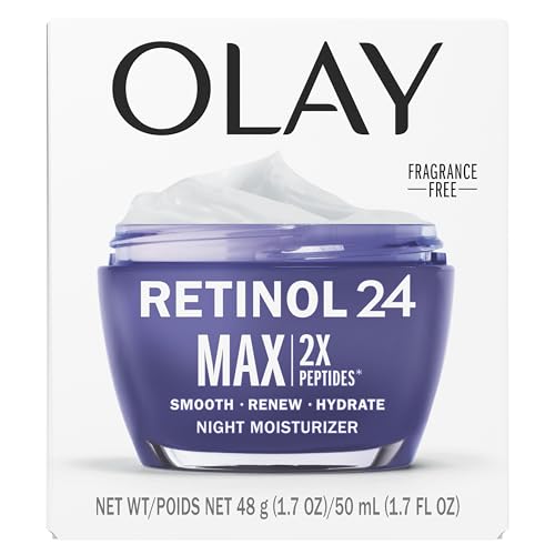 Olay Retinol 24 MAX Night Face Moisturizer - Fragrance-Free Anti-Aging Cream for Women with Peptides & Glycerin, Hydrates, Firms & Smooths Fine Lines, 1.7 Oz