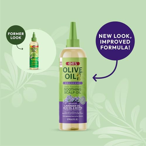 ORS Olive Oil Braidzone Soothing Scalp Oil with Lavender, Acai & Biotin for Nourishment 4.3 oz