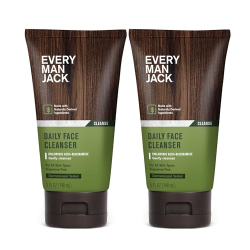 Every Man Jack Daily Face Wash & Moisturizer Bundle for Men – Hydrating Skincare Routine with Hyaluronic Acid, Niacinamide & Aloe