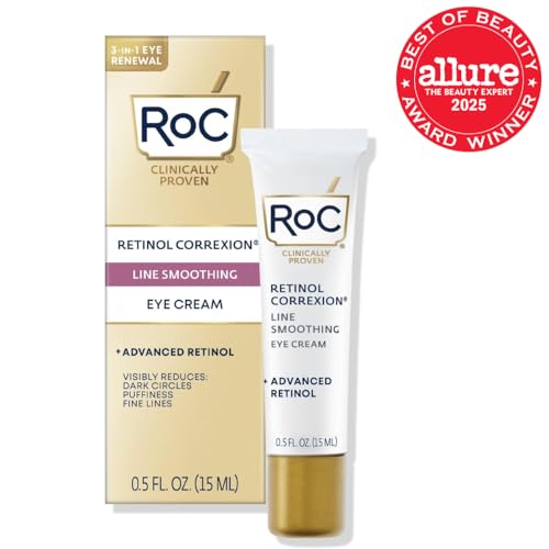 RoC Retinol Correxion Under Eye Cream – Reduces Dark Circles & Puffiness, Daily Anti-Aging Wrinkle Treatment for Men & Women, 0.5 oz