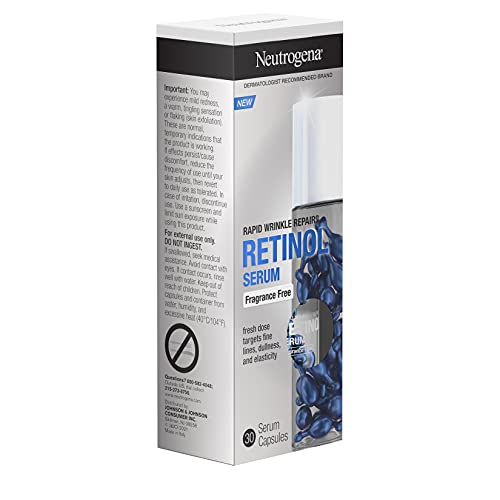 Neutrogena Rapid Wrinkle Repair Retinol Serum Capsules, Fragrance-Free, Fights Fine Lines, Wrinkles & Dullness, 30 ct