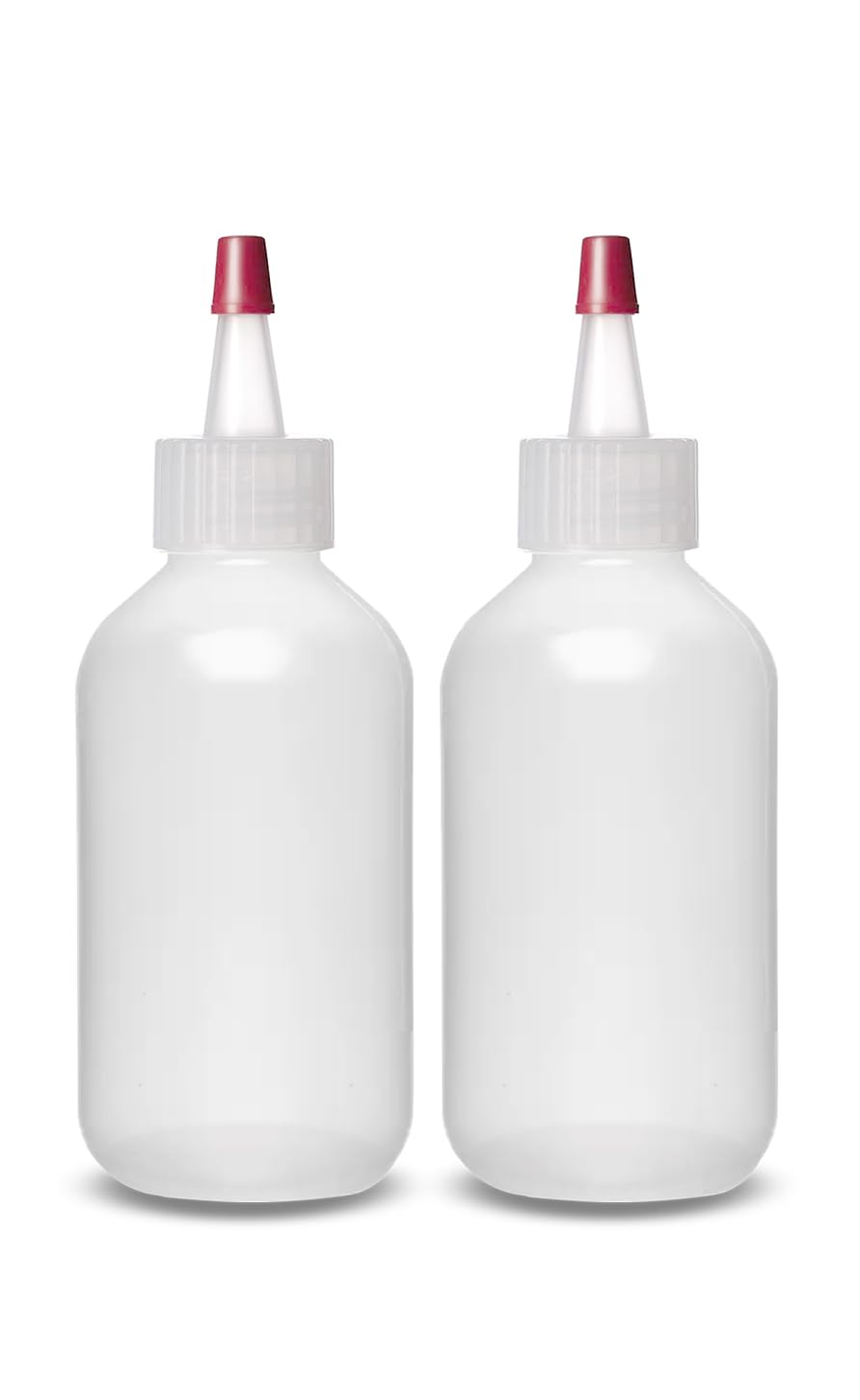 ljdeals 2 oz Plastic Squeeze Bottles with Yorker Caps, for condiments, glues, hair color, craft, sauce and more, Pack of 2, BPA Free, Made in USA