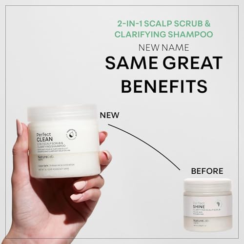 NatureLab.TOKYO Perfect Clean Scalp Scrub & Shampoo – 2-in-1 Clarifying Cleanser with Sugar Crystals, Probiotic Sake Water & Hyaluronic Acid, 8.1 oz