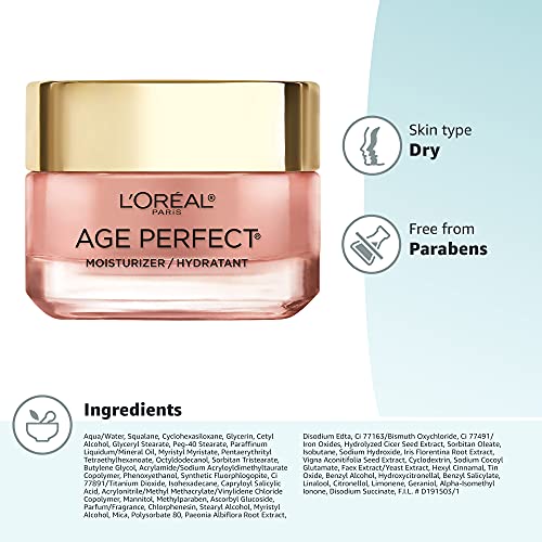 L'Oreal Paris Age Perfect Rosy Tone Anti-Sagging Face Moisturizer, Renew & Revive Healthy Tone, 1.7 oz (Packaging May Vary)