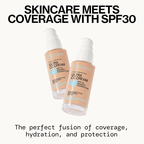 Pacifica Ultra CC Cream Radiant Foundation SPF 17 - Warm-Light – Medium Coverage Color Correcting Cream, Dewy Finish, Mineral SPF, 1 oz