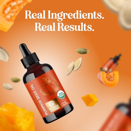 USDA Organic Pumpkin Seed Oil 4oz – 100% Pure, Cold Pressed & Unrefined Virgin Oil for Hair Growth, Volume & Anti-Aging Face Moisturizing