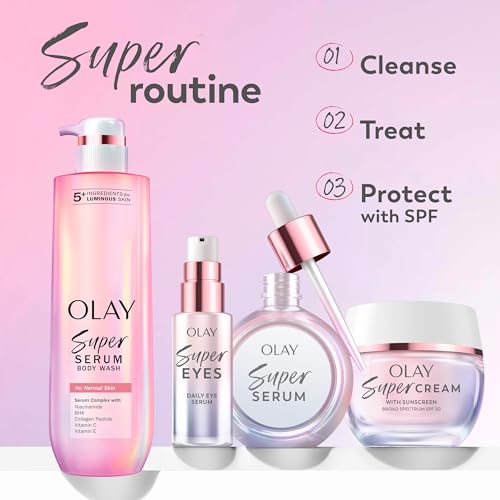 Olay Super Serum with Niacinamide, Vitamins C & E, Collagen Peptide & AHA – 5-in-1 Face Serum for Brightening, Hydrating & Firming, 1.7 oz
