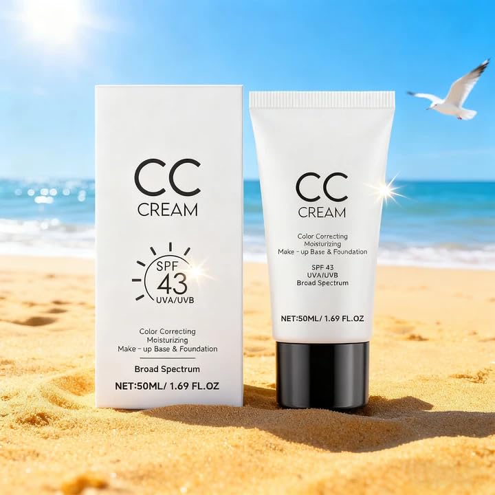 CC Cream for Older Women, CC Cream Skin Tone Adjusting for Mature Skin, Anti-Aging Sunscreen Foundatio with Moisturizer, Full Coverage, Lightweight