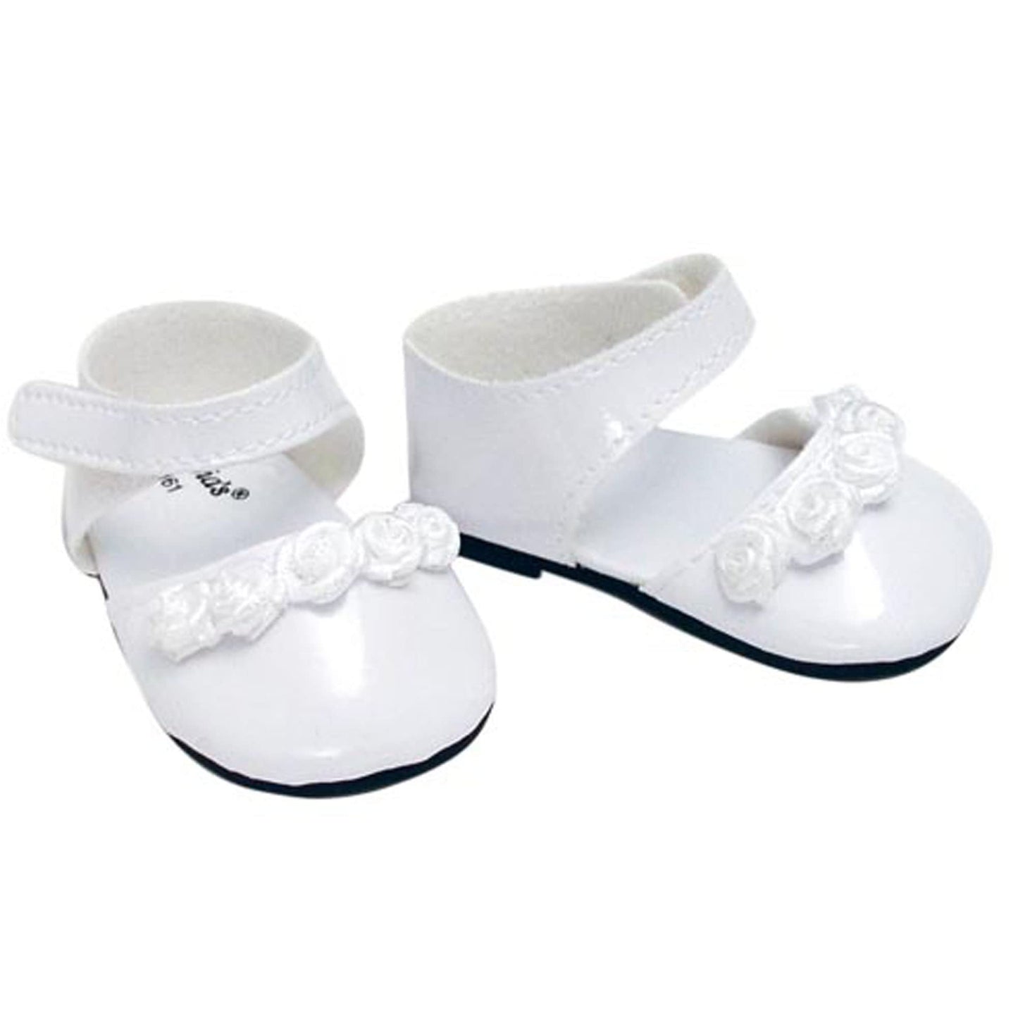 Sophia's Patent Leather Dress Shoes with Rose Detail and Strap for 18" Dolls, White