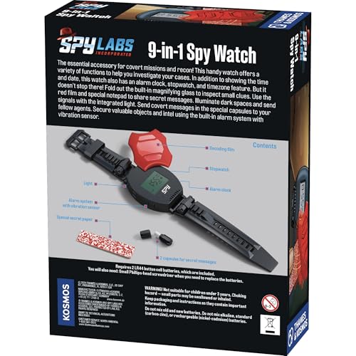Thames & Kosmos Spy Labs 9-in-1 Spy Watch for Kids | Time, Alarm, Stopwatch, Magnifier, Secret Message Tools & More
